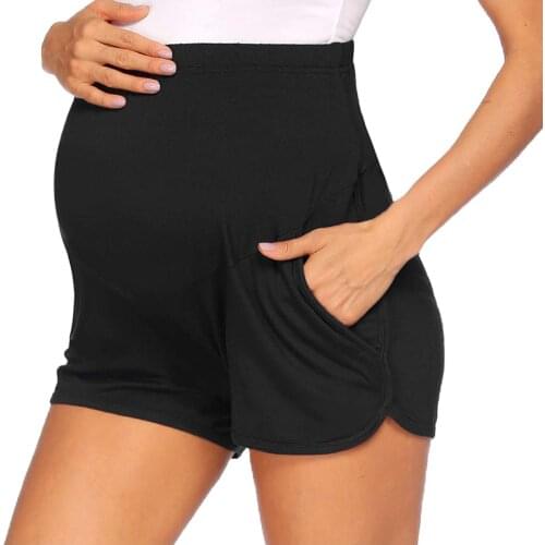 Women Maternity Shorts Pregnant Clothes Solid Color Workout Lounge Shorts Yoga Shorts Pants Clothes For Pregnant Women Shorts