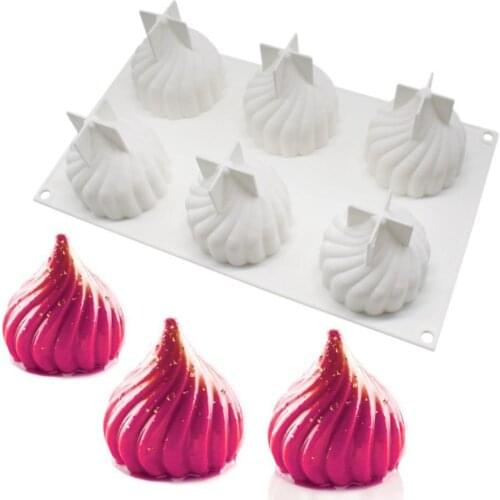 6 Cavity Cone Whirlwind Onion Silicone Cake Mold For Kitchen Baking Chocolate Mousse Truffle Dessert Bakeware Decorating Tools