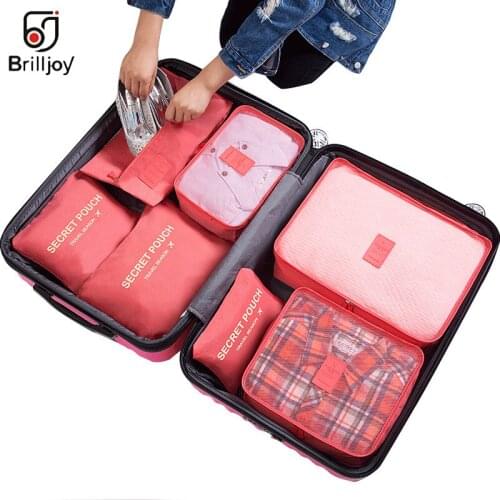 Brilljoy Travel Bag 7PCS/Set Waterproof Packing Cube Portable Clothing Sorting Organizer Luggage Tote System Durable Tidy Pouch