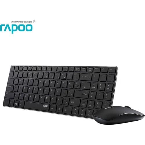Rapoo 9300M 4.9mm Ultra Slim Portable Mute Wireless Keyboard and Mouse Combo support Bluetooth 3.0/4.0 & 2.4G Connect 3 Devices