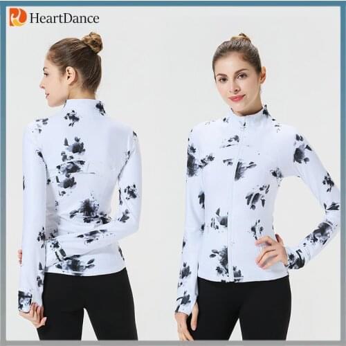 HeartDance Women Stand-Up Collar Sports Running Long-Sleeved Jackets Zipper Yoga Coat Quick Dry Thumb Hole Stretch Sweatshirt