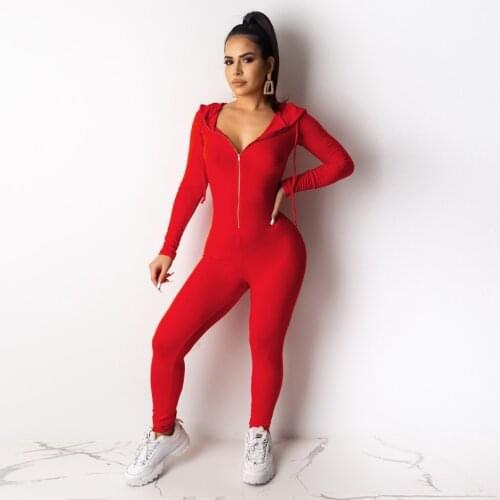 Womens Jumpsuits European and American Zip Hoodie Jumpsuits Spring 2020 New Womens Jumpsuits