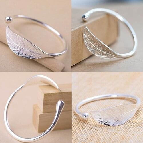 Leaf Charm Bracelets & Bangles For Women Wedding Gift Adjustable Bracelet Pulseira Feminina Open Bracelet