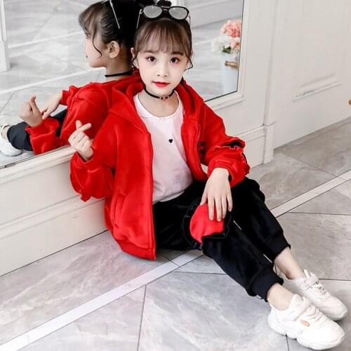 Winter Girls Clothes sets 2 Pieces Casual Sets Gold Velvet warm Tracksuit for Girls Sport Suits Kids thanksgiving christmas Set
