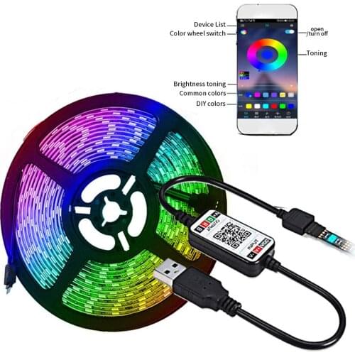 1~5M LED Strip Lights Bluetooth WIFI RGB Decoration Smart Lamp LED Light 5050 USB Bluetooth WIFI Phone APP IR Controller Power