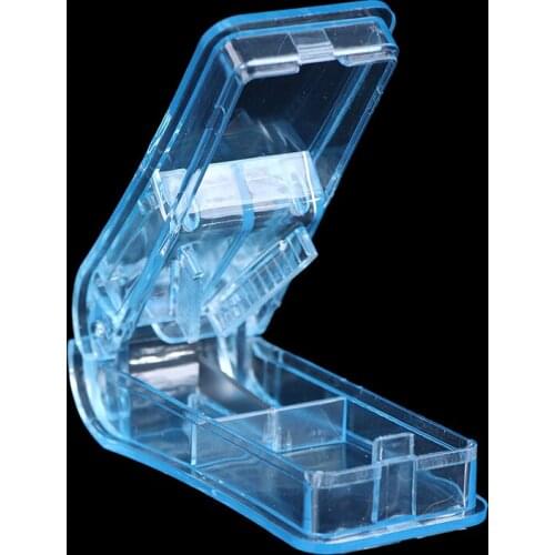 1 Pc Blue color Storage Compartment Pill Box Medicine Tablet Holder Safe Cutter Splitter