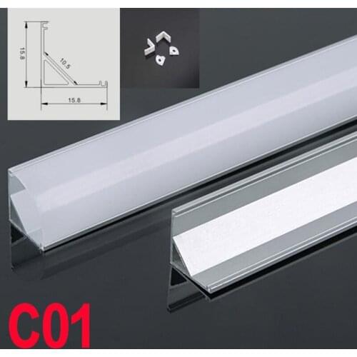 C01 5 Sets 50cm LED Bar Lights Housing V Shape Triangle Aluminum Profile Milky Cover Connector Clip Channel for LED Strip Light