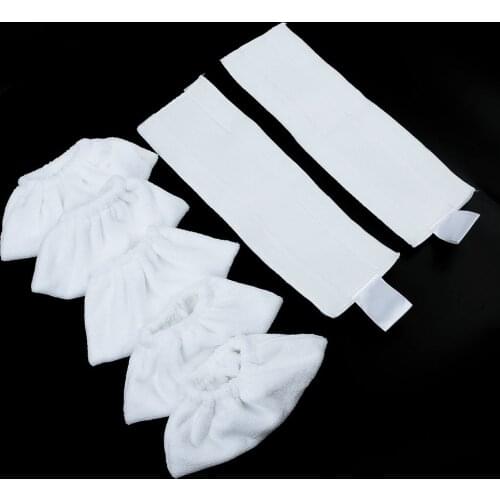 8pc Floor White Cloth Brush Head Cover Set For KARCHER EASYFIX SC1 SC2 SC3 SC4 SC5 Steam Cleaner Fiber Part