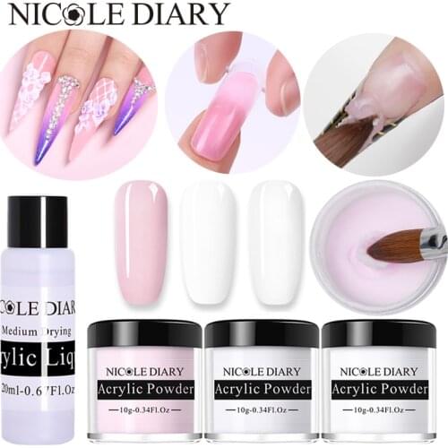 NICOLE DIARY Acrylic Powder 10ml Tip Extension French Nail Polymer Powder Nail Builder Nail Polymer Nail Tools