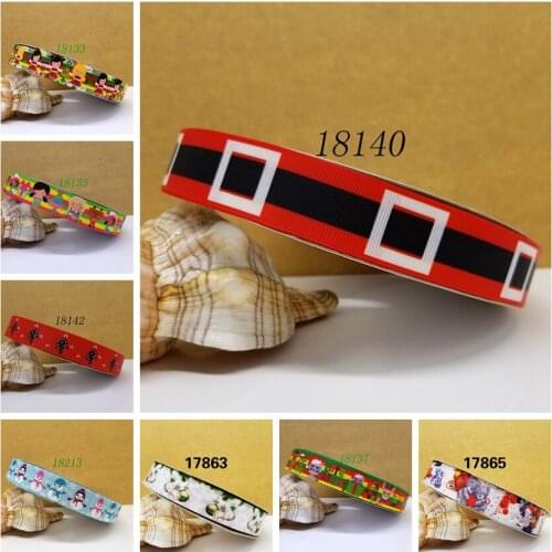 Free shipping 50 yard Christmas printed grosgrain ribbon 18213