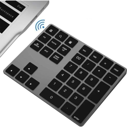 Aluminum Alloy 34 Keys Bluetooth Wireless Numeric Keypad Digital Keyboard for Windows IOS Mac OS Android Tablet Laptop