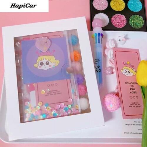 Korean Ins Girl Hair Ball Sequins Hand Book Notebook Learning Notebook Creative Cute Cartoon Notepad