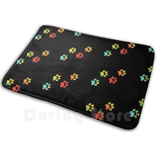 More Rainbow Paw Prints Mat Rug Carpet Anti-Slip Floor Mats Bedroom Paw Dog Cat Wolf Feline Canine Fox Track Tracking Toe Toes