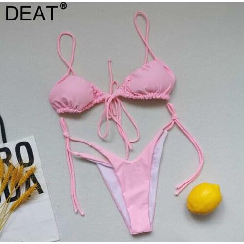 DEAT Women Sexy Beach Vacation Bikini New Arrivals Two Piece Set Fashion Backless Spring Summer 2021 11D2377
