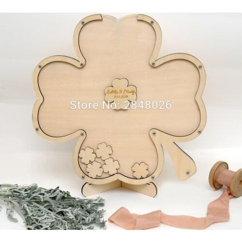 Rustic Wooden Wedding Shamrock Guest Book, Saint Patricks Day Drop Box, Clover Guest Book Alternative, Shamrock Guest Book