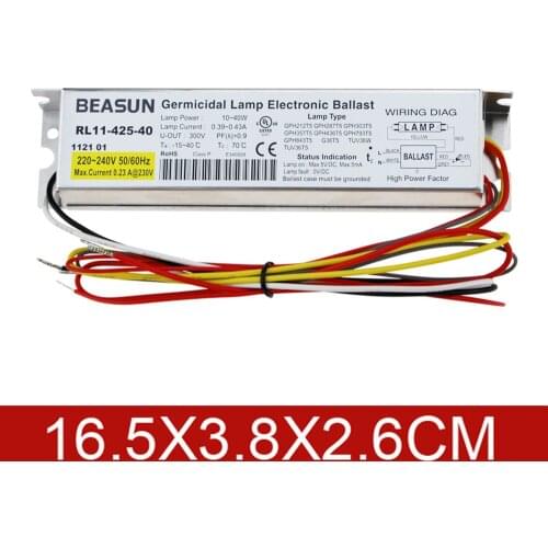 UV disinfection lamp electronic ballast 10-41W universal type RL11-425-40 for 21-40W ultraviolet tube