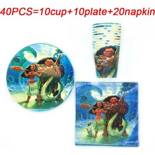 Disney High Quality Moana Party Decoration Cartoon Moana Maui Theme Wedding Birthday Party Paper Cup Plate Napkin Party Supplies