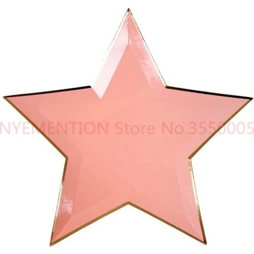 Star Design Paper Plates Mixed Pastel Color Dinner Dessert Tableware Plates Wedding Gender Reveal Party Table Supplies 100pccks