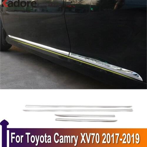 For Toyota Camry XV70 2017 2018 2019 ABS Chrome Side Door Body Molding Line Cover Trim Protector Decoration Exterior Accessories