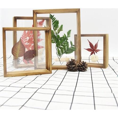Double-sided Glass Wooden Photo Frame Double Sided Acrylic Specimen Frame Creative Set-up for Home Business Place