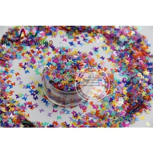 FG3-46 Mix 3MM Solvent Resistant Pearlescent BUTTERFLY shape Glitter for Nail Polish Acrylic, polish and DIY supplies1pack=50g