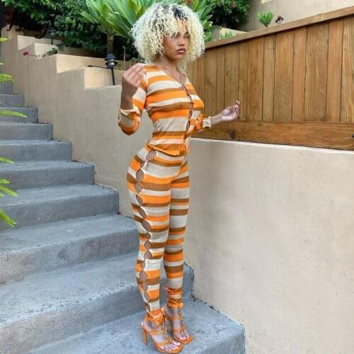 Hugcitar 2021 Print Long Sleeves Bandage Sexy Top High Waist Leggings 2 Pieces Set Summer Fall Women Hollow Out Fashion Y2K