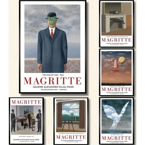 Rene Magritte Surrealism Classic Artwork Canvas Painting Posters and Prints Wall Art Pictures for Living Room Home Decor Cuadros