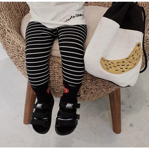New baby girls leggings in 2019 Autumn thin type sweet girls pants stripes pure cotton fashion kids leggings 1-6 years