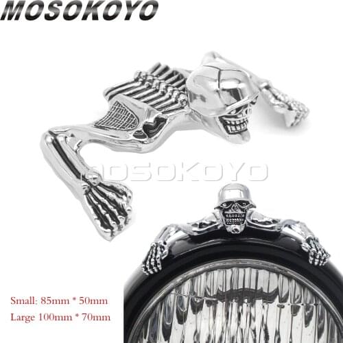 Motorbike Visor Headlight Curved Fender Skull Decorative Figure Stickers For Harley XL Touring Fat Boy Lamps Skeleton Ornament