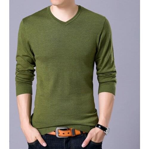 MRMT 2021 Brand New Mens Pure Color Casual Sweater Wool V Neckwear Casual for Male Sweater Tops