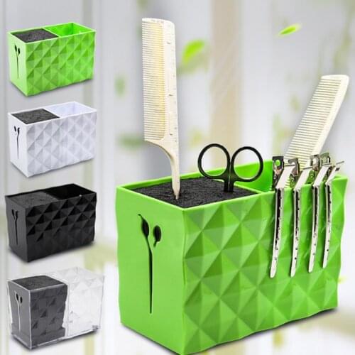 Newest Design Double Layer Hairdresser Tools Holder Fashion ABS Barber Scissor Case Desktop Makeup Tools Box Salon Accessories