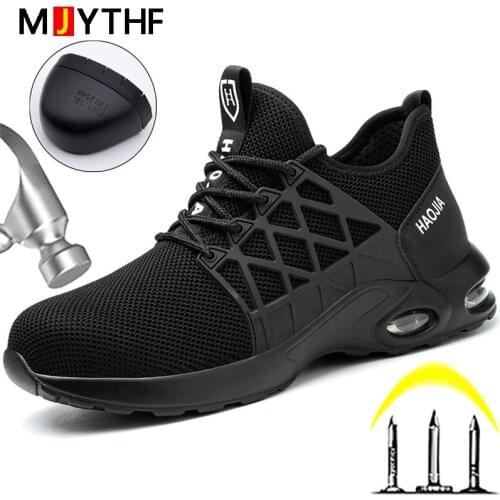 MJYTHF New Work Shoes Boots Men Air Cushion Work Sneakers Steel Toe Shoes Safety Boots Men Puncture-Proof Indestructible Shoes