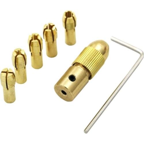 7-in-1 Electric Drill Bit Brass Center Shaft Collet Drill Chuck Small Electric Motor Shaft Clamp Power Tool Accessory w/ Wrench