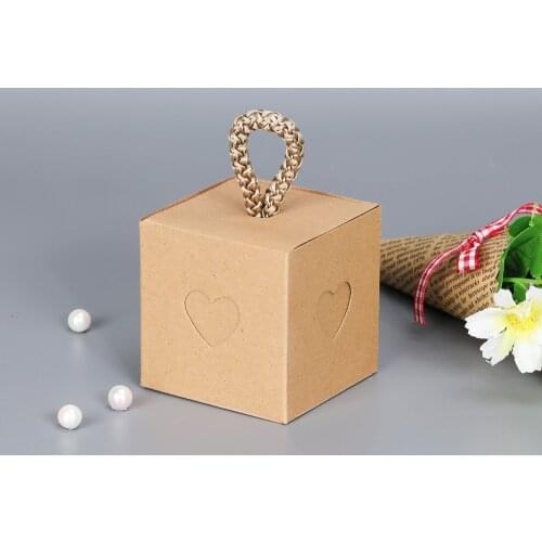 10pcs Heart Shape Candy Gift Boxes Kraft Paper Wedding Gift Packaging Boxes Bags Kraft Paper Package Cardboard Box