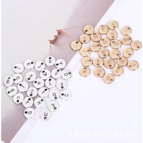 10MM Rose Gold Silver 26 A-Z Can Choose Pick Letters Double Side Pendant Charms Customized Jewelry Making Accessories