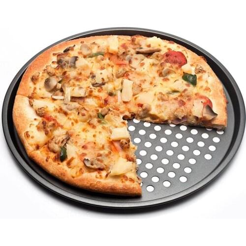 Carbon Steel Nonstick Pizza Baking Pan Tray 32cm Pizza Plate Dishes Holder Bakeware Home Kitchen Baking Tools Accessories