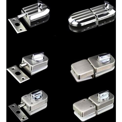 High-end Glass Sliding Door Latch Lock Non-apertured 304 Stainless Steel Glass Door Lock for Shower Room Bathroom Accessories