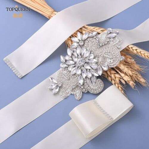 TOPQUEEN S405 Luxury Royal Medal Craft Belts Simple Wedding Dress Belts Wedding Waist Belts for Women Flower Girl Wedding Belt