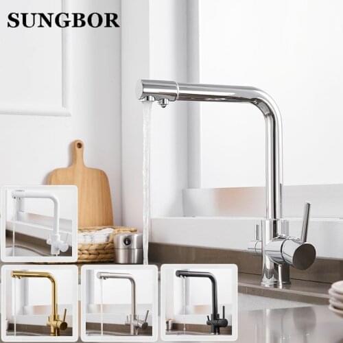 100% Brass Marble Painting Swivel Drinking Water Faucet 3 Way Water Filter Purifier Kitchen Faucets For Sinks Taps CF-9155L