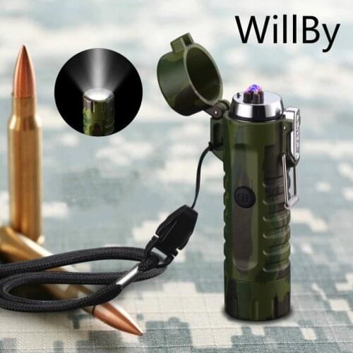 LED Flashlight Smoke Ignition Double ARC with Seal Waterproof USB Recharging Cigarettes Lighter