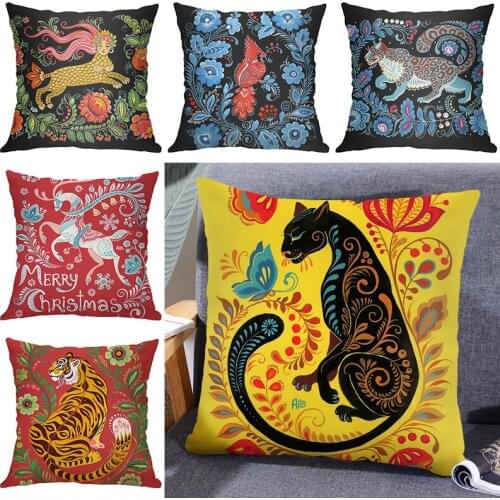 Vintage Chinese Tiger Decorative cushion covers Home decor pillow 45X45cm Cat Throw pillows
