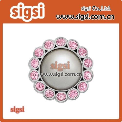 Visual pink flower shape crystal acrylic rhinestone button