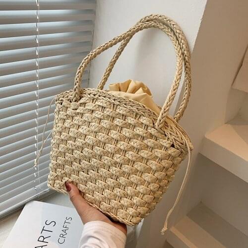 High Capacity Handmade Totes for Women 2021 Summer Fashion Luxury Brand Trendy Shoulder Handbags Picnic Bucket Purses