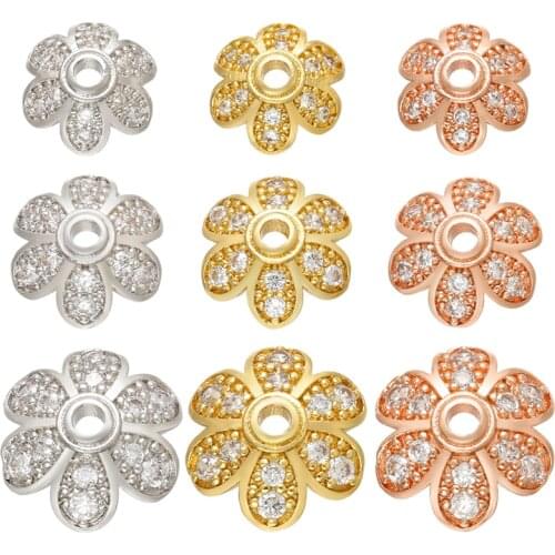 ZHUKOU CZ crystal gold/silver color flower bead caps for jewelry making big/Medium/small bead cap findings end caps model:VH20