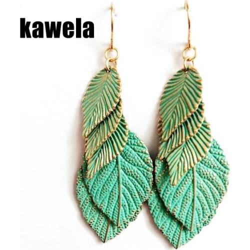 Green New Party Beauty Leaf Dangle Earrings Spraying Accessories