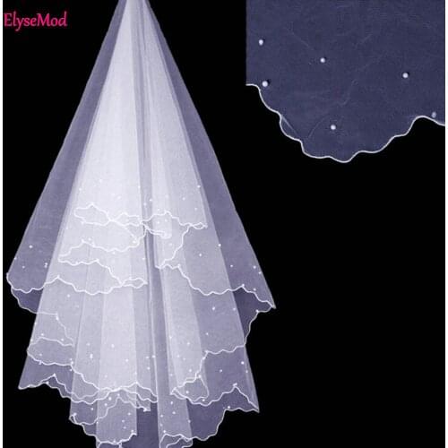 Hot Style Cheap 1T White Ivory Wedding Bridal Pearls Bride Veil Bridal Veils Women Wedding Accessories