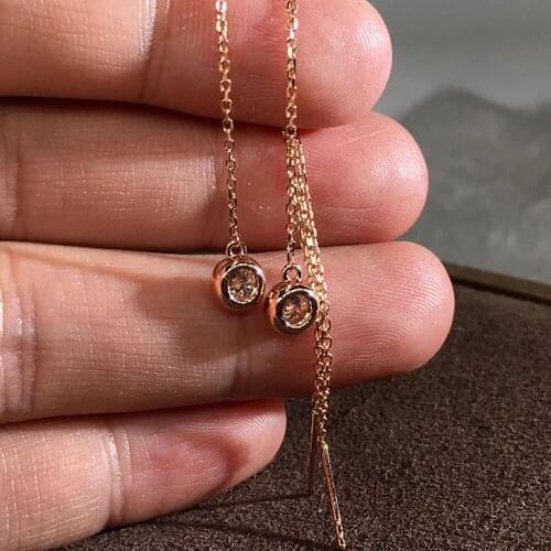 14K Rose Gold 4 Carat Drop Earrings Women Wedding Anniversary Engagement Party 2 ct Round Bubble Tassel Moissanite Diamond