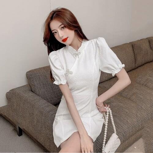 Women Summer Qipao Dress Chinese Style Retro Printing Evening Party Gowns Slim Ladies Sexy Cheongsam Dresses