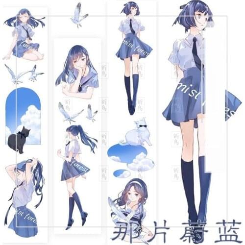 1 Loop 4.5 X 63cm Blue Girl And Cat Washi Tape Sample