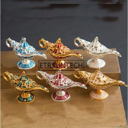 30pcs Fairy Tale Aladdins Magic Lamp Vintage Censer Creative Metal Aroma Burner Multi Color Incense Burners